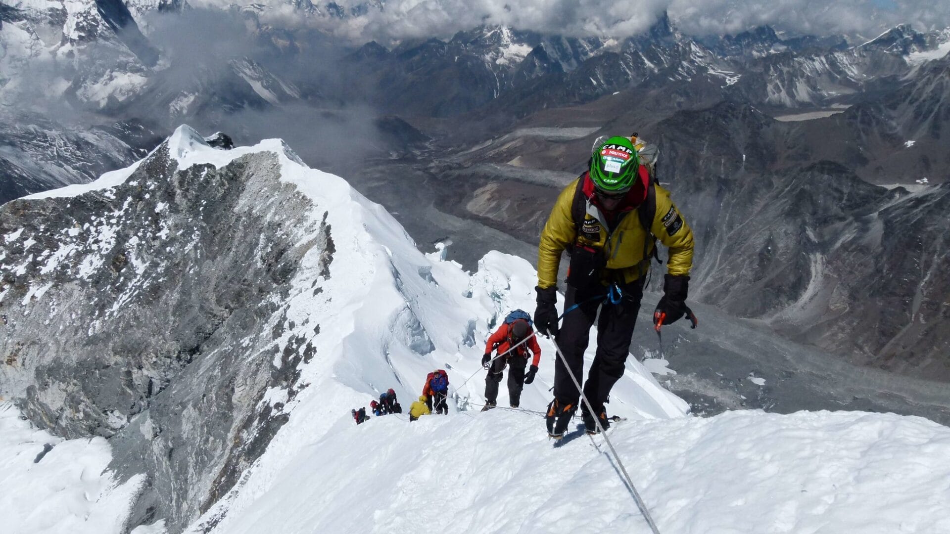 climping to island peak