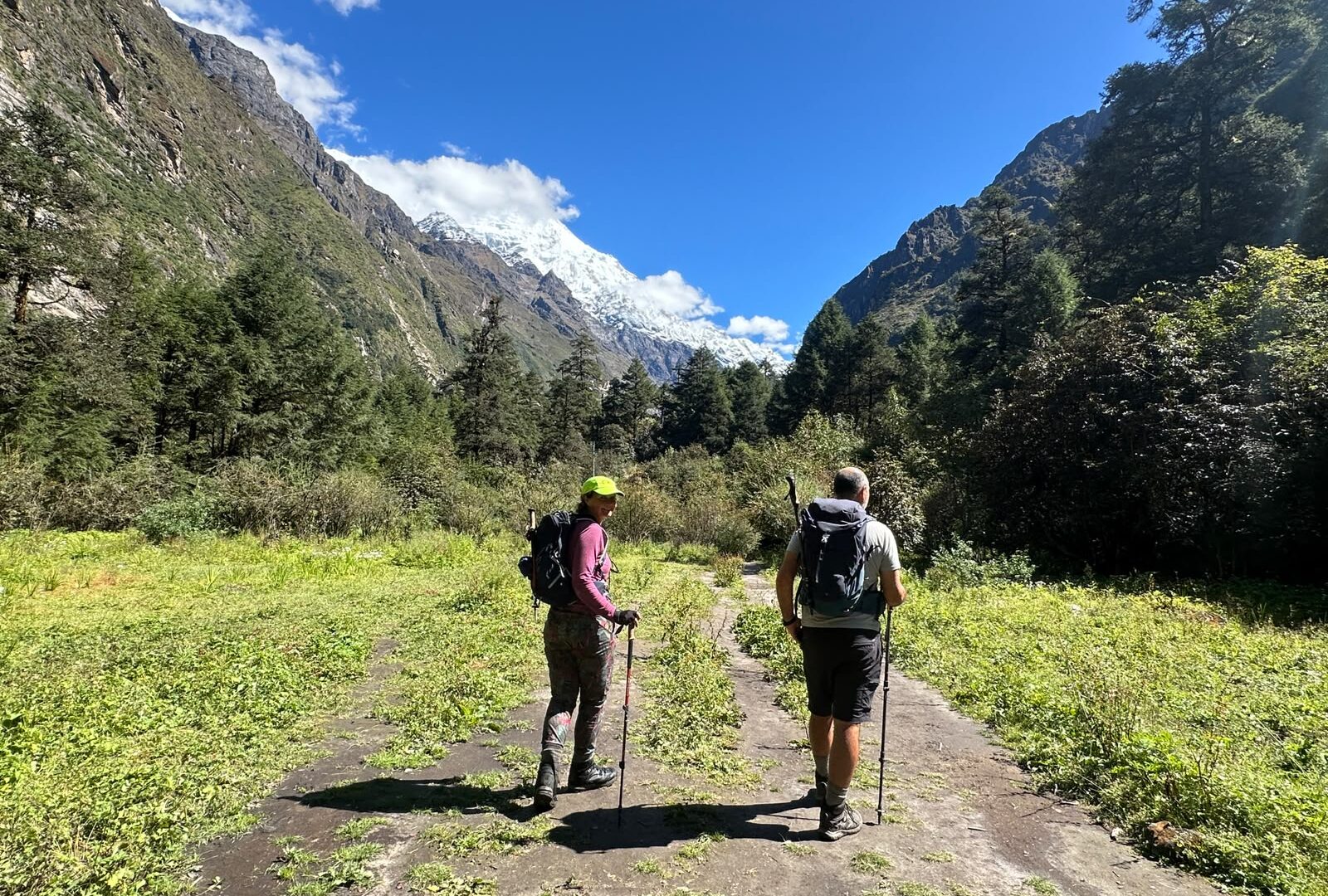 Hikers on the Langtang Valley Trek Trail